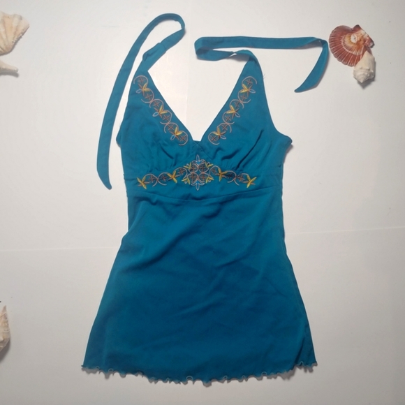 🌈3/$30 sale Poet teal halter top - Picture 1 of 3